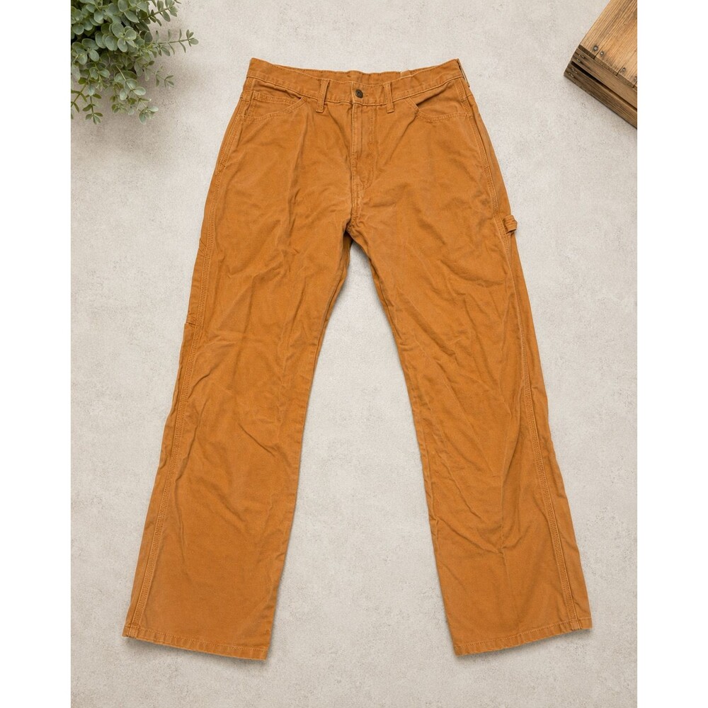 Genuine Dickies EU202RBD Carpenter Pants Mens 32x32 Brown Duck Canvas Workwear
